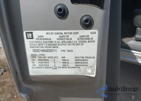 2004 Chevrolet Silverado 1500 Work Truck из США, поврежденный, VIN 1GCEC14X64Z323111